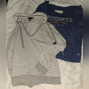 Two A&F Hoodie and off the shoulder sports wear top.